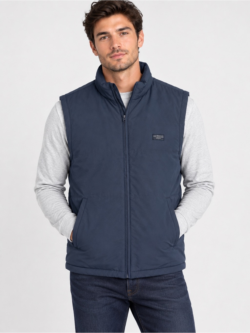 TravisMathew Men’s Blue Full Zip Puffer Vest Size Large